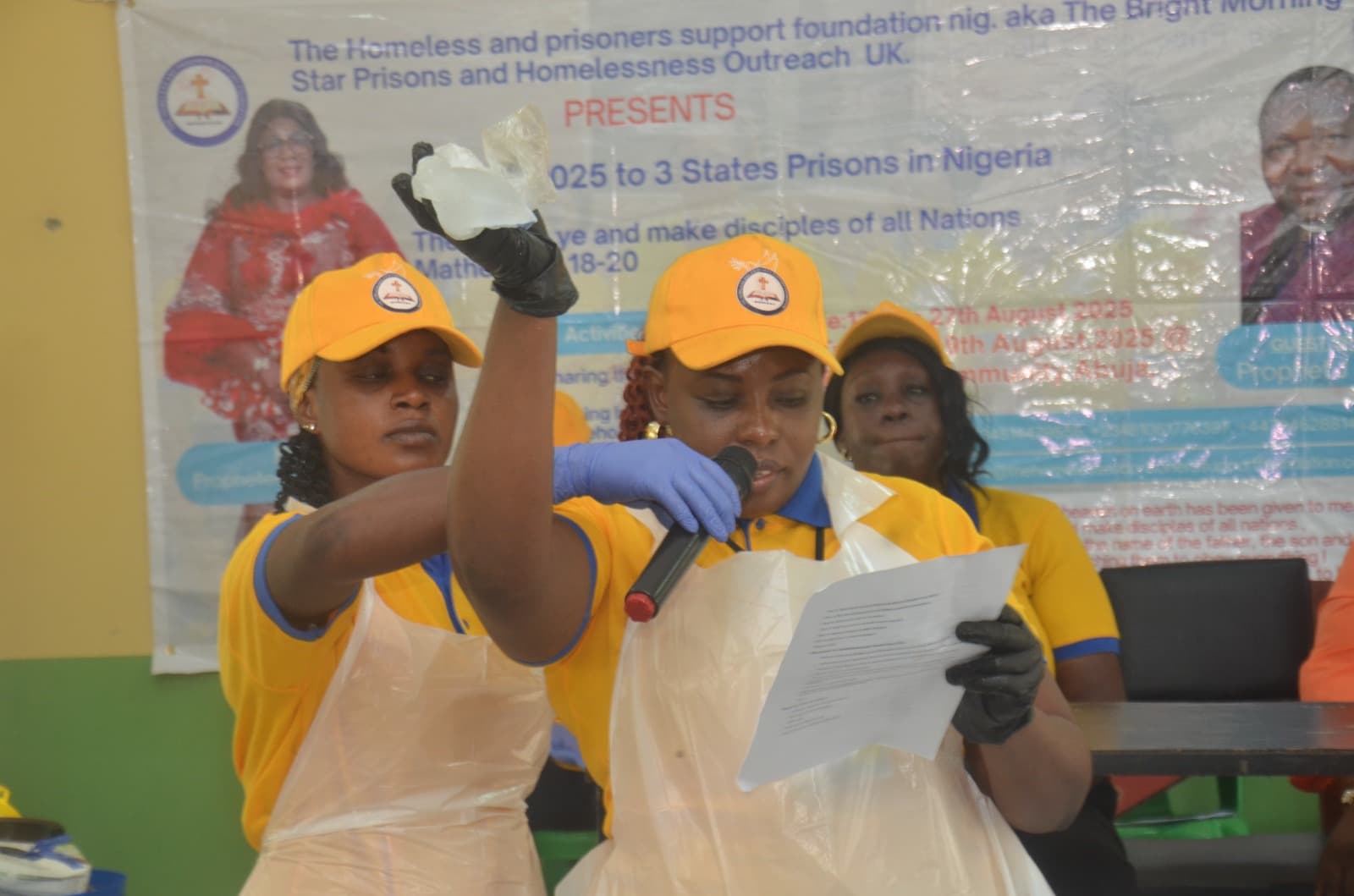 Inmates learning soap making techniques