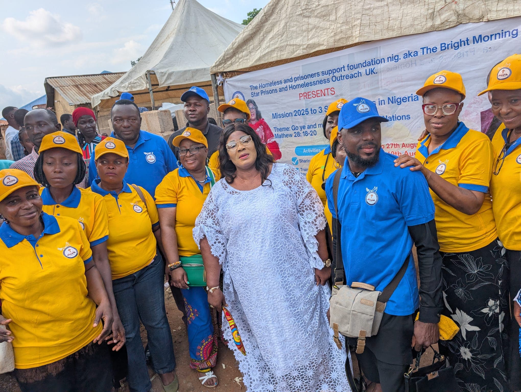 Prophetess Monsurat with mission team and officials