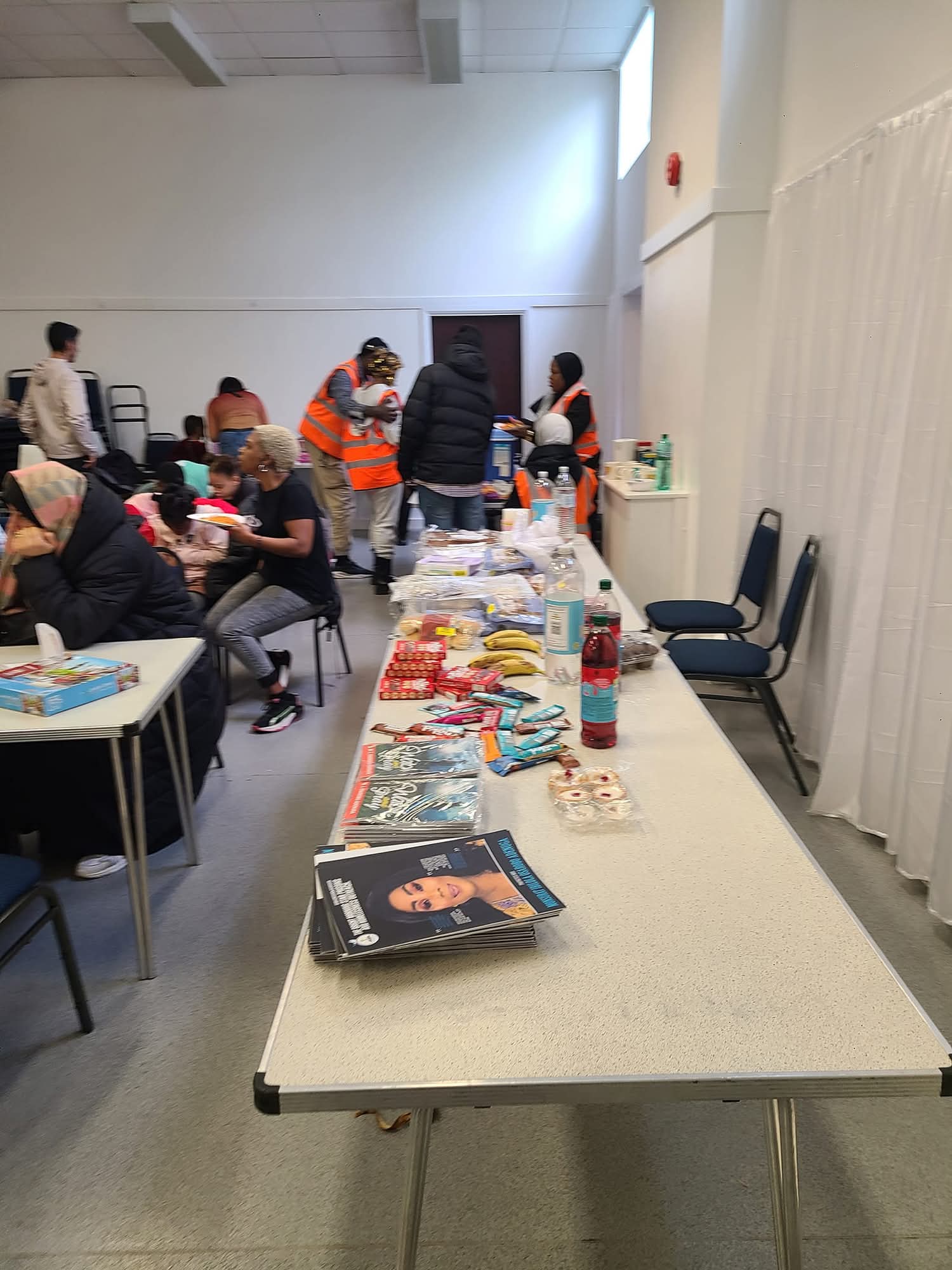 Food distribution event in community hall